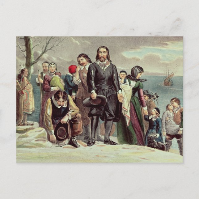 The Landing of the Pilgrims at Plymouth Postcard (Front)