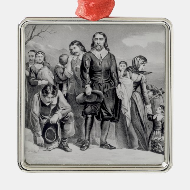 The Landing of the Pilgrims Metal Ornament (Front)