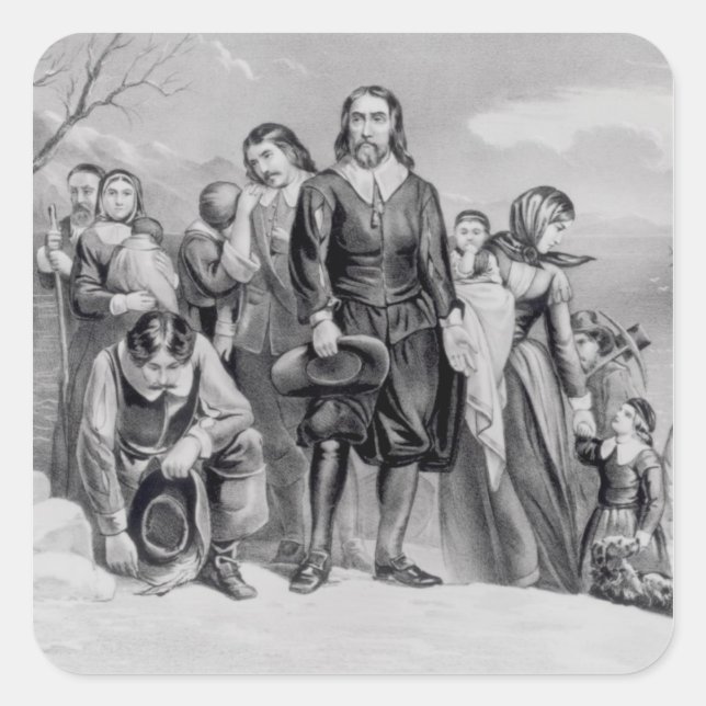 The Landing of the Pilgrims Square Sticker (Front)