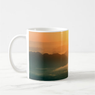 The landscape photo, beautiful sea fog in morning coffee mug