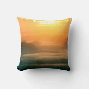 The landscape photo, beautiful sea fog in morning cushion