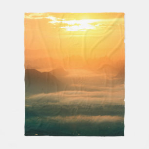 The landscape photo, beautiful sea fog in morning fleece blanket