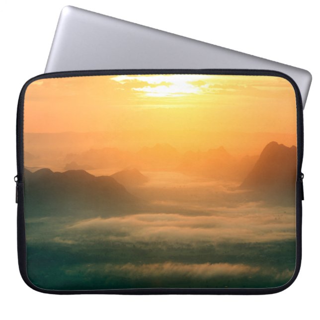 The landscape photo,  beautiful sea fog in morning laptop sleeve (Front)