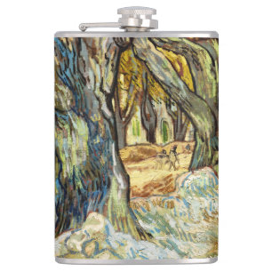 The Large Plane Trees By Vincent Van Gogh Hip Flask