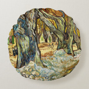 The Large Plane Trees By Vincent Van Gogh Round Cushion