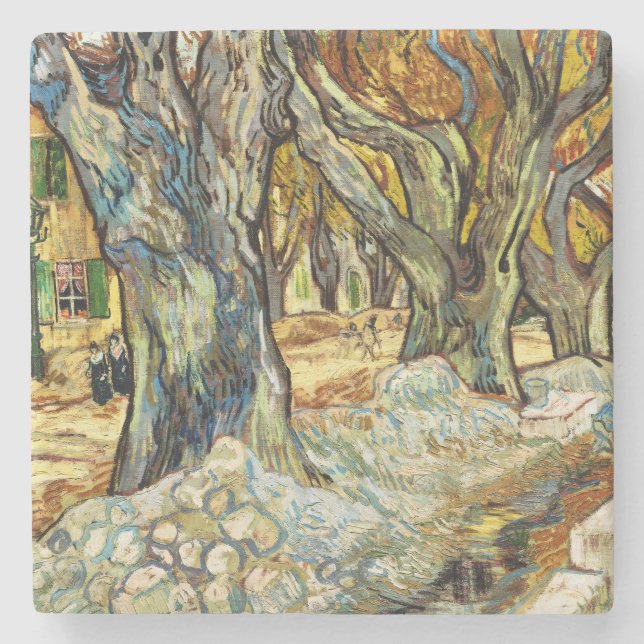 The Large Plane Trees By Vincent Van Gogh Stone Coaster (Front)