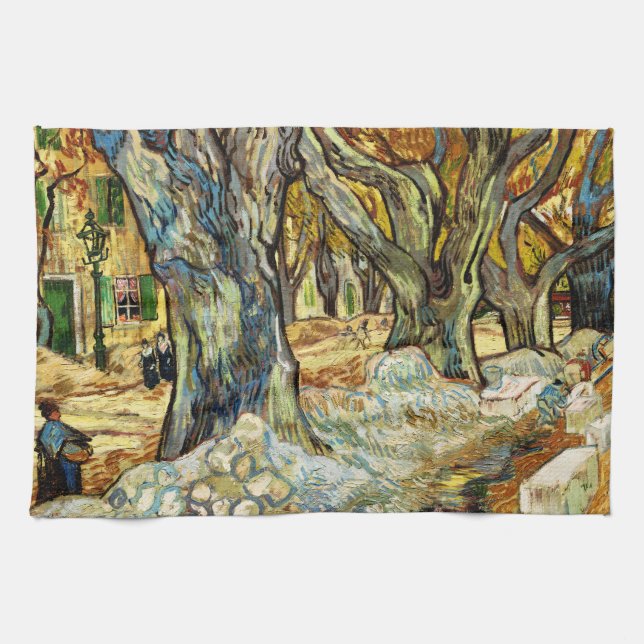 The Large Plane Trees By Vincent Van Gogh Tea Towel (Horizontal)