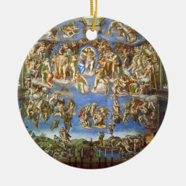 The Last Judgment Fresco by Michelangelo Ceramic Ornament (Front)