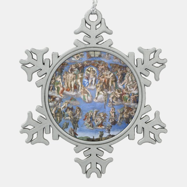 The Last Judgment Snowflake Pewter Christmas Ornament (Front)