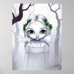 The Last Leaves ART PRINT winter fairy big eyes