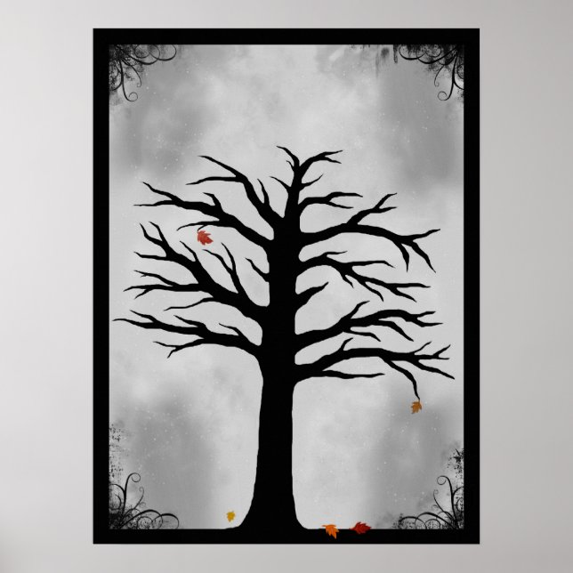 The Last Leaves of Fall - Spooky Tree Poster (Front)