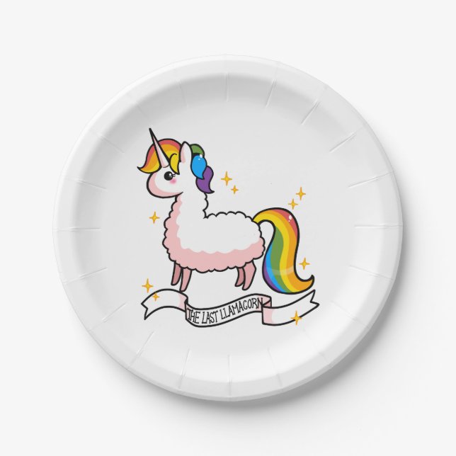 The Last Llamacorn Paper Plate (Front)