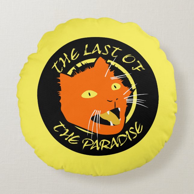 The Last of The Paradise Flat Colours Cat Round Cushion (Front)