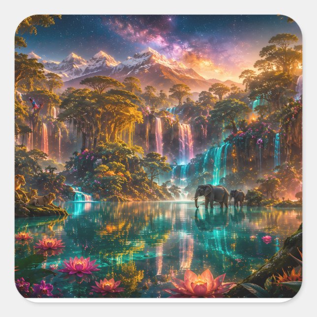 The Last Paradise — Impossible African Eden Square Sticker (Front)