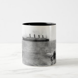 The last photo of the Titanic afloat Two-Tone Coffee Mug