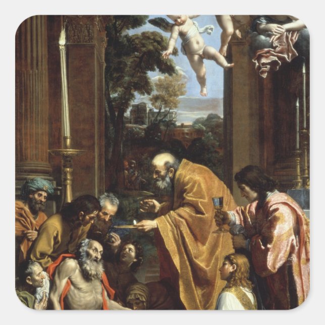 The Last Sacrament of St. Jerome, 1614 Square Sticker (Front)