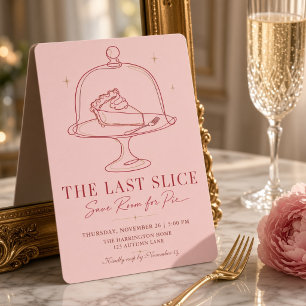 The Last Slice Save Room for Pie Pink Line Art Invitation