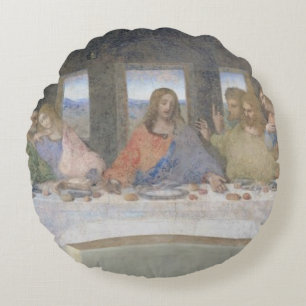 The Last Supper, 1495-97 (fresco) Round Cushion