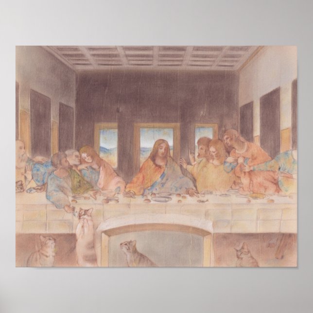 The Last Supper and Cat Leonardo da Vinci Poster (Front)