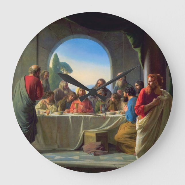 The Last Supper by Carl Bloch Large Clock (Front)