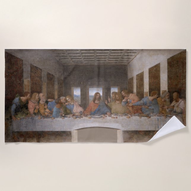 The Last Supper by Leonardo Da Vinci Beach Towel (Front)