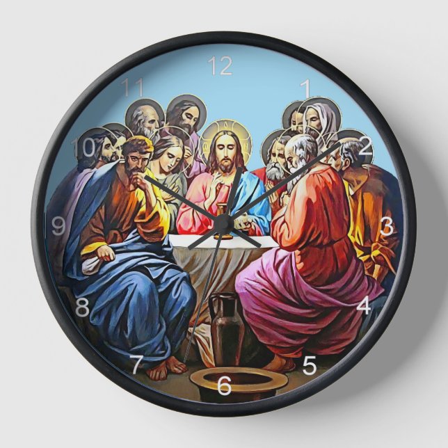 The Last Supper Jesus and 12 Disciples Wall Clock (Front)