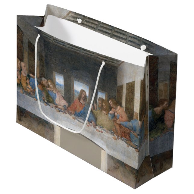 The Last Supper, Leonardo da Vinci Large Gift Bag (Front Angled)