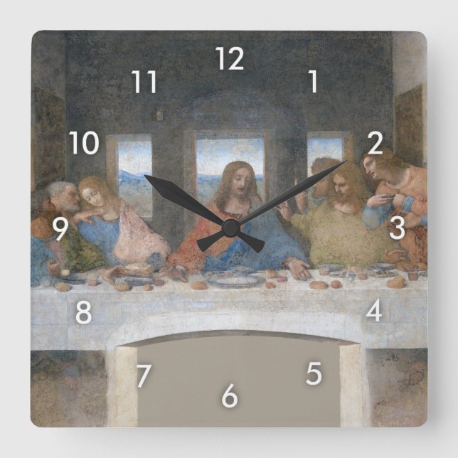The Last Supper, Leonardo da Vinci Square Wall Clock (Front)