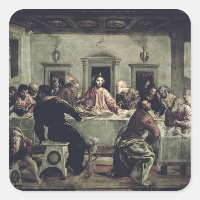 The Last Supper (oil on canvas) 2 Square Sticker (Front)