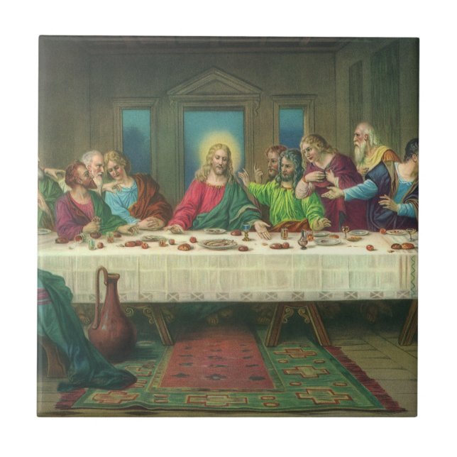 The Last Supper Originally by Leonardo da Vinci Ceramic Tile (Front)