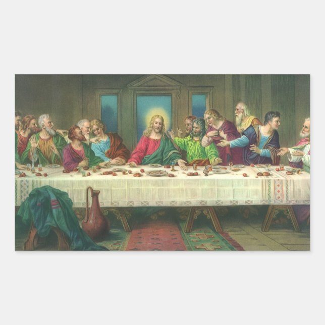 The Last Supper Originally by Leonardo da Vinci Rectangular Sticker (Front)