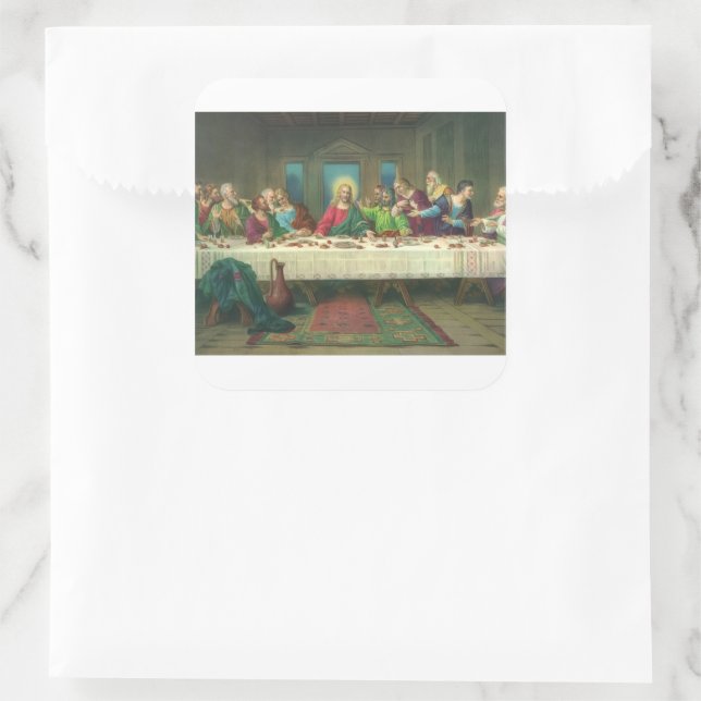 The Last Supper Originally by Leonardo da Vinci Square Sticker (Bag)