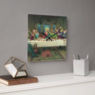 The Last Supper Originally by Leonardo da Vinci Square Wall Clock