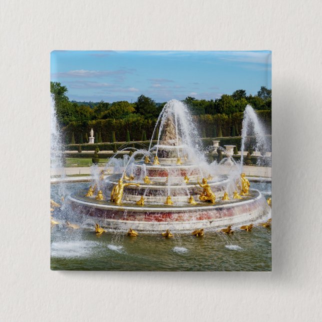 The Latona Fountain in the gardens of Versailles 15 Cm Square Badge (Front)