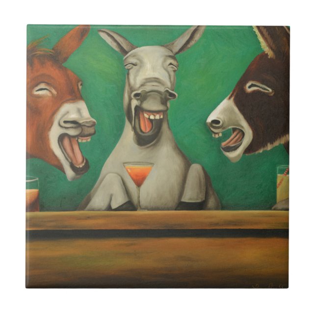 The Laughing Donkeys Ceramic Tile (Front)