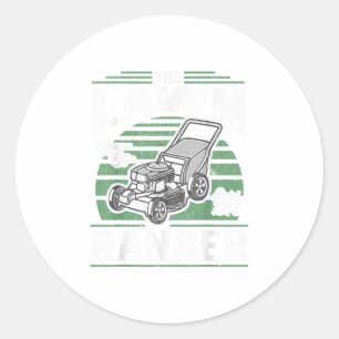 The Lawn Ranger Funny Mower Grass Mowing Fat Classic Round Sticker