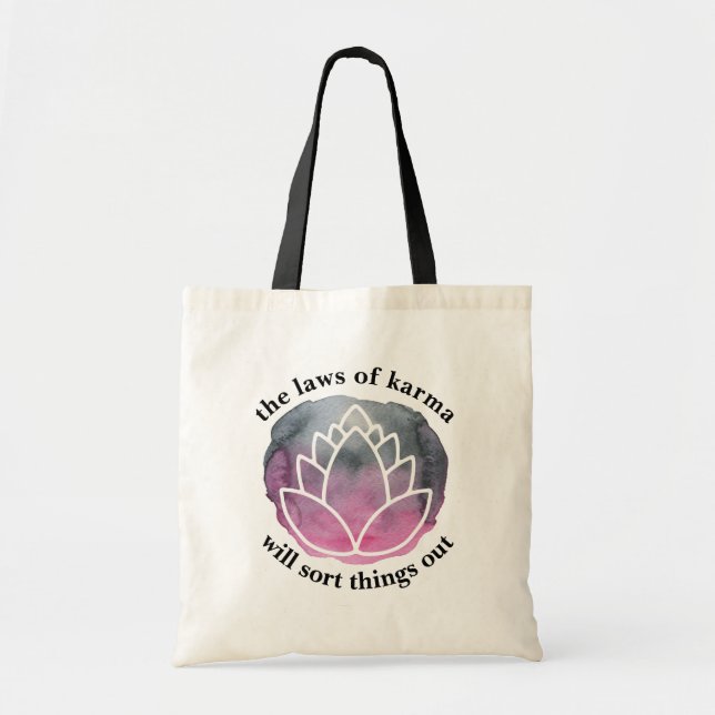 The Laws of Karma White Lotus Inspirational Tote Bag (Front)