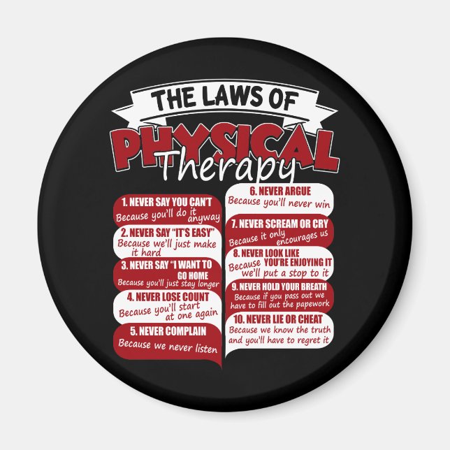 The Laws Of Physical Therapy Awesome Therapist Magnet (Front)