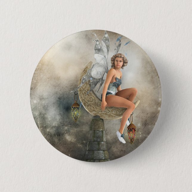 The Lazy Moon Fairy 6 Cm Round Badge (Front)