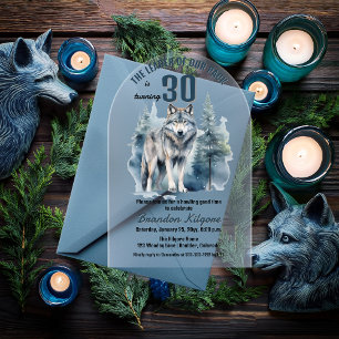The Leader of Our Pack Wolf 30th Birthday Party Acrylic Invitations