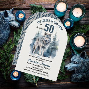 The Leader of Our Pack Wolf 50th Birthday Party Invitation