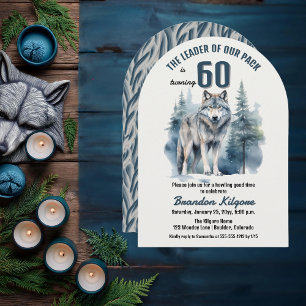 The Leader of Our Pack Wolf 60th Birthday Party Invitation