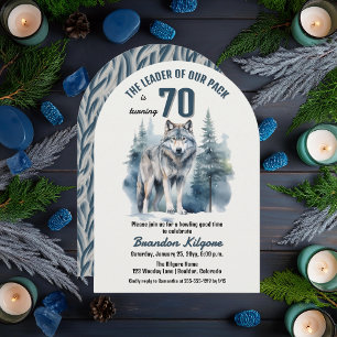 The Leader of Our Pack Wolf 70th Birthday Party Invitation