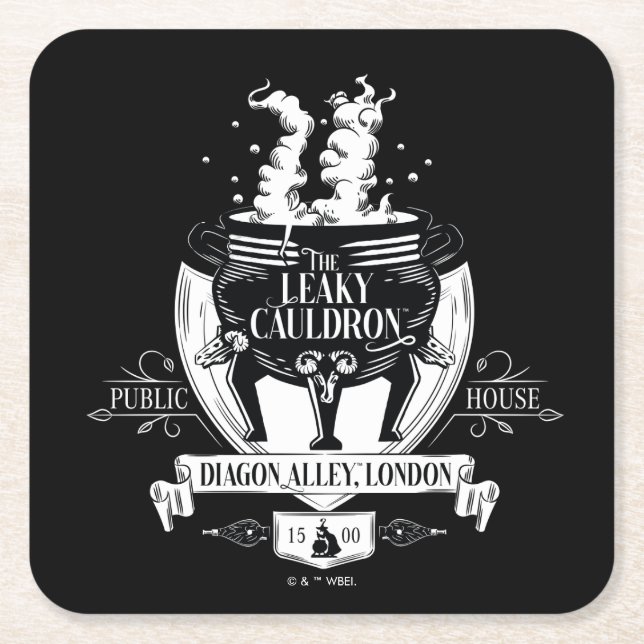 THE LEAKY CAULDRON™ Shop Graphic Square Paper Coaster (Front)