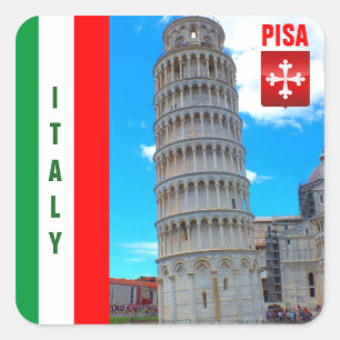 The Leaning Tower Of Pisa And The Pisan Cross Square Sticker