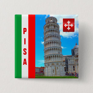 The Leaning Tower of Pisa - Italy 15 Cm Square Badge