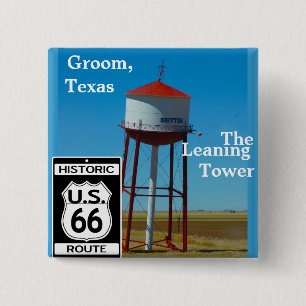The Leaning Tower of Texas in Groom - Highway 66 15 Cm Square Badge