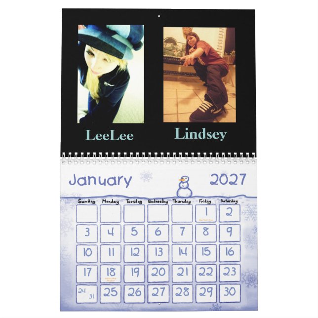 The LeeLee and Lindsey Calendar (Jan 2027)