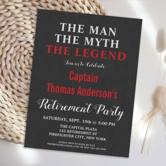The Legend Firefighter Retirement Party Invitation Postcard (Creator Uploaded)