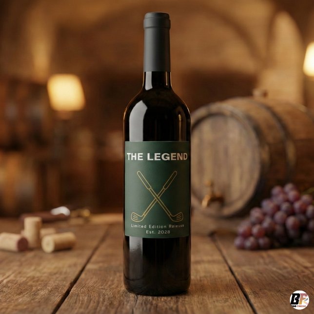 THE LEGEND Green & Gold Golf Wine Label (Creator Uploaded)